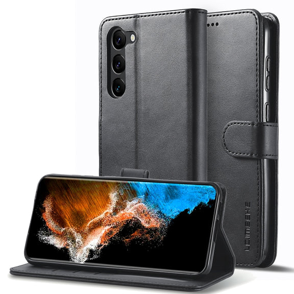 For Samsung Galaxy S25 5G LC.IMEEKE Calf Texture Leather Phone Case(Black)