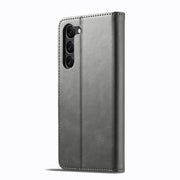 For Samsung Galaxy S25 5G LC.IMEEKE Calf Texture Leather Phone Case(Grey)