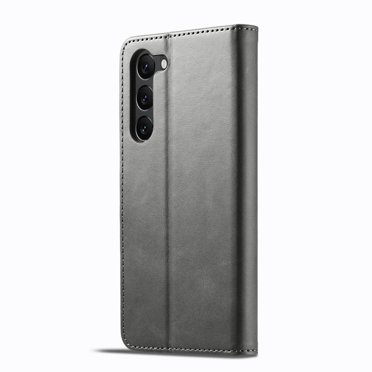 For Samsung Galaxy S25 5G LC.IMEEKE Calf Texture Leather Phone Case(Grey)