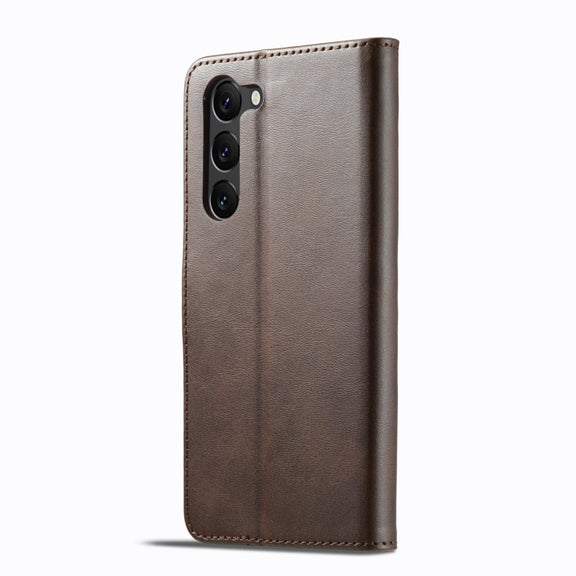 For Samsung Galaxy S25 5G LC.IMEEKE Calf Texture Leather Phone Case(Coffee)