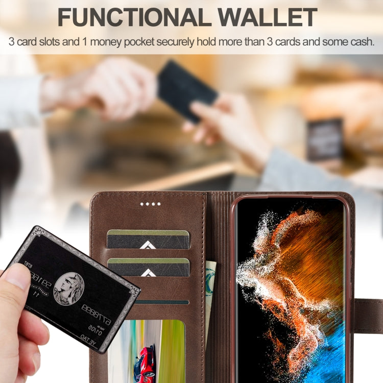 For Samsung Galaxy S25 5G LC.IMEEKE Calf Texture Leather Phone Case(Coffee)