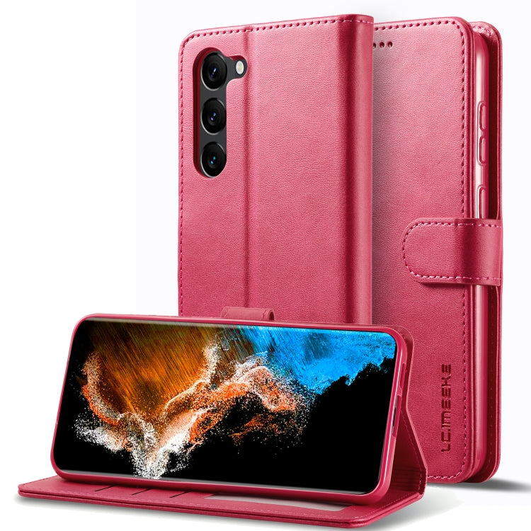 For Samsung Galaxy S25+ 5G LC.IMEEKE Calf Texture Leather Phone Case(Red)