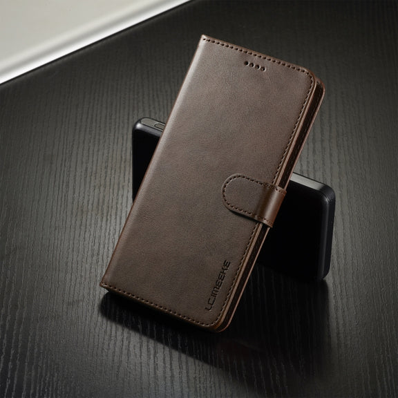For Samsung Galaxy S25+ 5G LC.IMEEKE Calf Texture Leather Phone Case(Coffee)