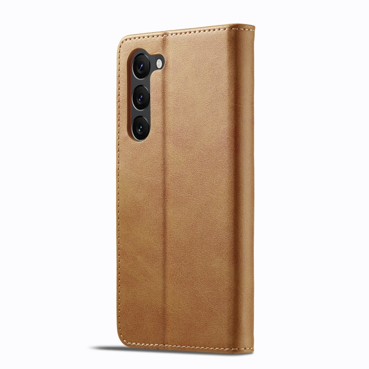 For Samsung Galaxy S25+ 5G LC.IMEEKE Calf Texture Leather Phone Case(Brown)