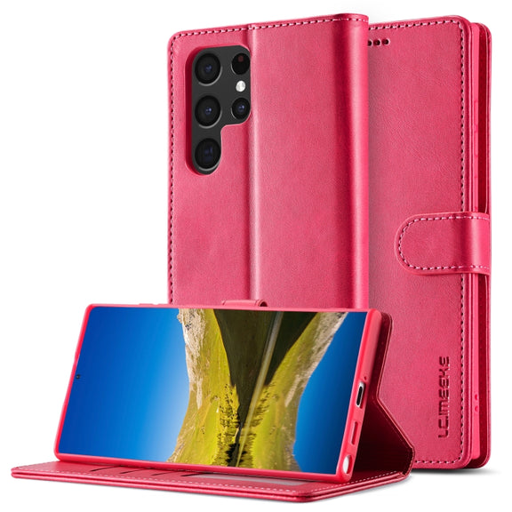 For Samsung Galaxy S25 Ultra 5G LC.IMEEKE Calf Texture Leather Phone Case(Red)