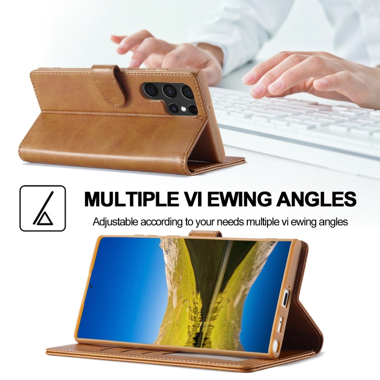 For Samsung Galaxy S25 Ultra 5G LC.IMEEKE Calf Texture Leather Phone Case(Brown)