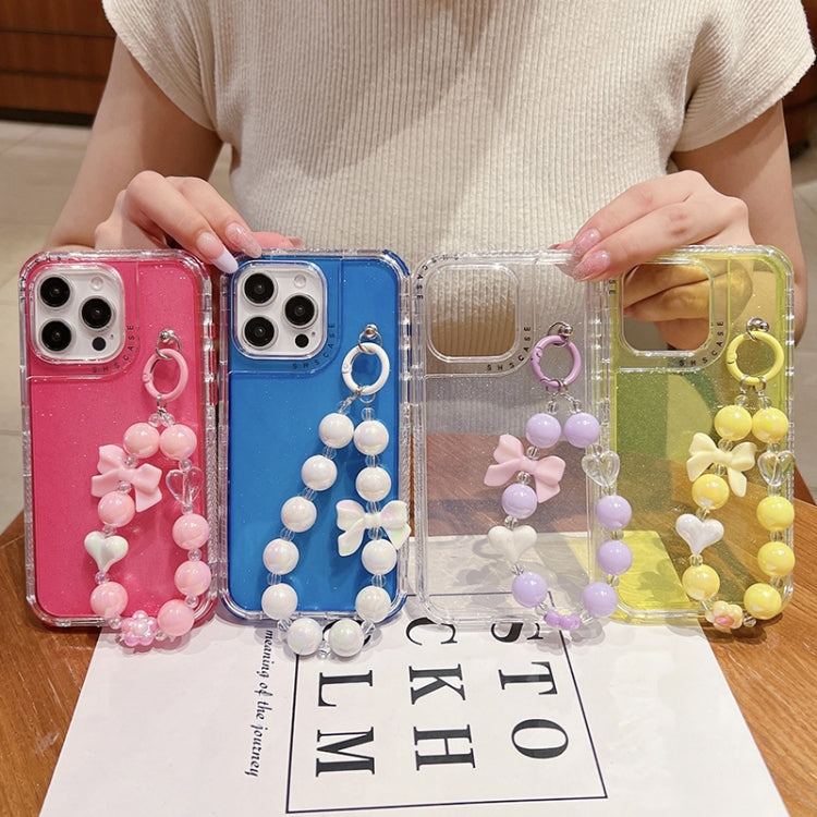 For iPhone 16 Plus TPU + PC + Glitter Sequins Full Coverage Phone Case with Bracelet(Transparent)