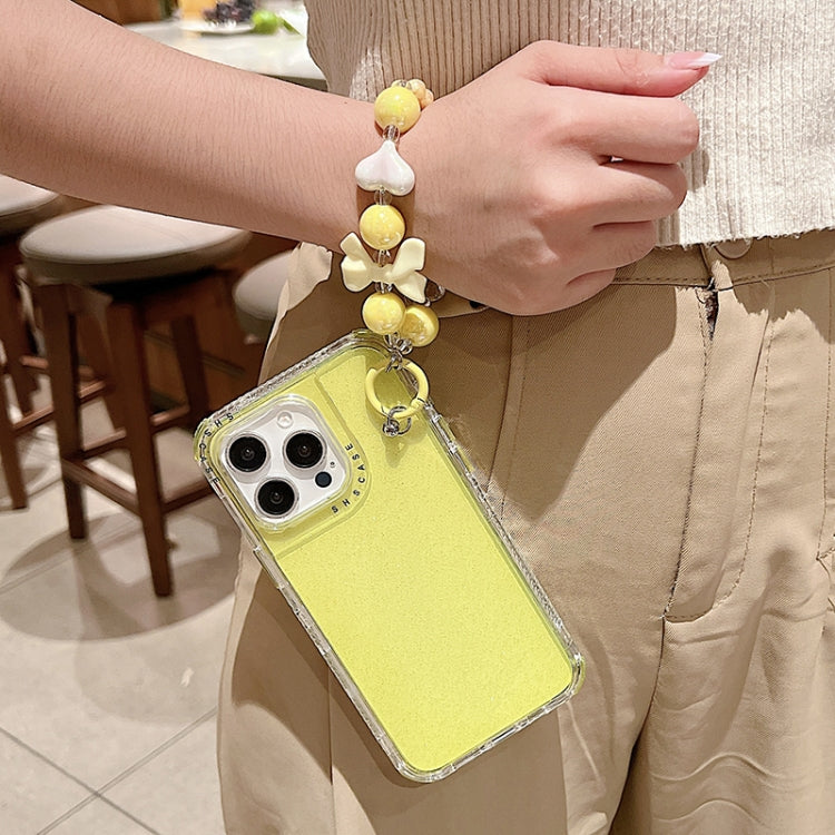 For iPhone 16 Plus TPU + PC + Glitter Sequins Full Coverage Phone Case with Bracelet(Transparent)