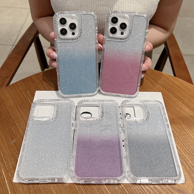 For iPhone 16 TPU + PC + Glitter Paper Full Coverage Phone Case(Purple)