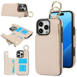 For iPhone 16 Pro Max RFlD Anti-theft Double Buckle Ring Zipper Card Phone Case(White) - iPhone 16 Pro Max Cases by PMC TechLife | Online Shopping South Africa | PMC TechLife | Buy Now Pay Later Mobicred