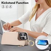 For iPhone 16 Pro Max RFlD Anti-theft Double Buckle Ring Zipper Card Phone Case(White)