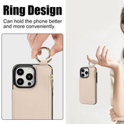 For iPhone 16 Pro Max RFlD Anti-theft Double Buckle Ring Zipper Card Phone Case(White)