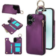 For iPhone 16 Plus RFlD Anti-theft Double Buckle Ring Zipper Card Phone Case(Dark Purple) - iPhone 16 Plus Cases by PMC TechLife | Online Shopping South Africa | PMC TechLife | Buy Now Pay Later Mobicred