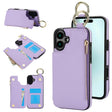 For iPhone 16 RFlD Anti-theft Double Buckle Ring Zipper Card Phone Case(Purple) - iPhone 16 Cases by PMC TechLife | Online Shopping South Africa | PMC TechLife | Buy Now Pay Later Mobicred