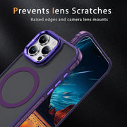 For iPhone 16 Pro Rainbow Series Skin Feel MagSafe Lens Holder Phone Case(Dark Purple)
