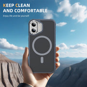 For iPhone 16 Plus Rainbow Series Skin Feel MagSafe Lens Holder Phone Case(Grey)