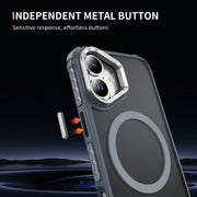 For iPhone 16 Plus Rainbow Series Skin Feel MagSafe Lens Holder Phone Case(Grey)