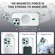 For iPhone 16 Pro Rainbow Series Transparent MagSafe Lens Holder Phone Case(Green)