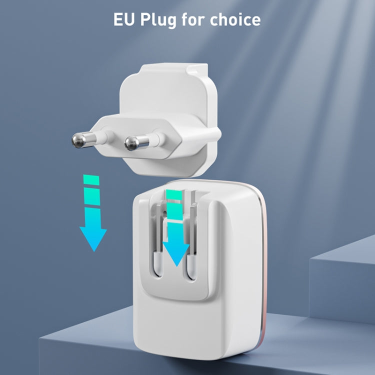 LDNIO A1204Q QC3.0 18W USB Fast Charger with 1m USB to Micro USB Cable, Plug Type:EU Plug(White Gold)