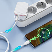 LDNIO A1204Q QC3.0 18W USB Fast Charger with 1m USB to Micro USB Cable, Plug Type:UK Plug(White Gold)