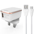 LDNIO A1204Q QC3.0 18W USB Fast Charger with 1m USB to USB-C / Type-C Cable, Plug Type:UK Plug(White Gold) - USB Charger by LDNIO | Online Shopping South Africa | PMC TechLife | Buy Now Pay Later Mobicred