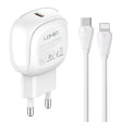 LDNIO A1206C PD27W USB-C / Type-C Fast Charger with 1m 8 Pin Cable, Plug Type:EU Plug(White) - free shipping - PMC TechLife - Order now!
