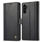 For Samsung Galaxy S24 FE 5G LC.IMEEKE Skin-friendly Card Slots Leather Phone Case(Black)