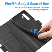For Samsung Galaxy S24 FE 5G LC.IMEEKE Skin-friendly Card Slots Leather Phone Case(Black)