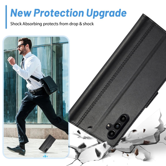 For Samsung Galaxy S24 FE 5G LC.IMEEKE Skin-friendly Card Slots Leather Phone Case(Black)