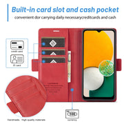 For Samsung Galaxy S24 FE 5G LC.IMEEKE Skin-friendly Card Slots Leather Phone Case(Red)
