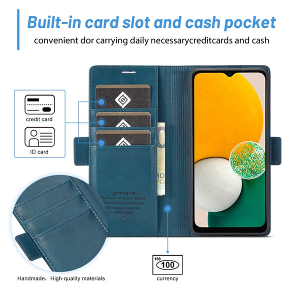 For Samsung Galaxy S24 FE 5G LC.IMEEKE Skin-friendly Card Slots Leather Phone Case(Blue)