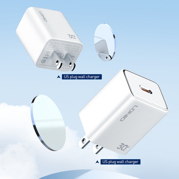 LDNIO A1508C PD30W USB-C / Type-C Fast Charger with 1m Type-C Cable(White)