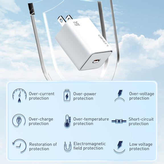 LDNIO A1508C PD30W USB-C / Type-C Fast Charger with 1m Type-C Cable(White)
