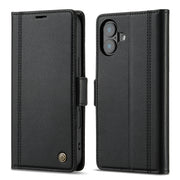 For iPhone 16 LC.IMEEKE Skin-friendly Card Slots Leather Phone Case(Black)