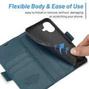 For iPhone 16 LC.IMEEKE Skin-friendly Card Slots Leather Phone Case(Blue)