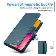 For iPhone 16 LC.IMEEKE Skin-friendly Card Slots Leather Phone Case(Blue)