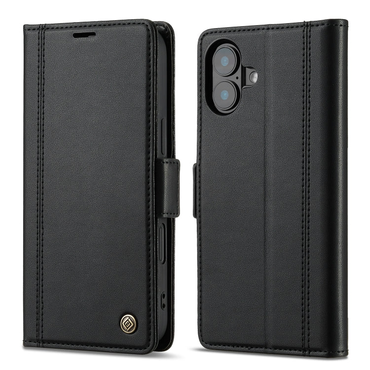 For iPhone 16 Plus LC.IMEEKE Skin-friendly Card Slots Leather Phone Case(Black)
