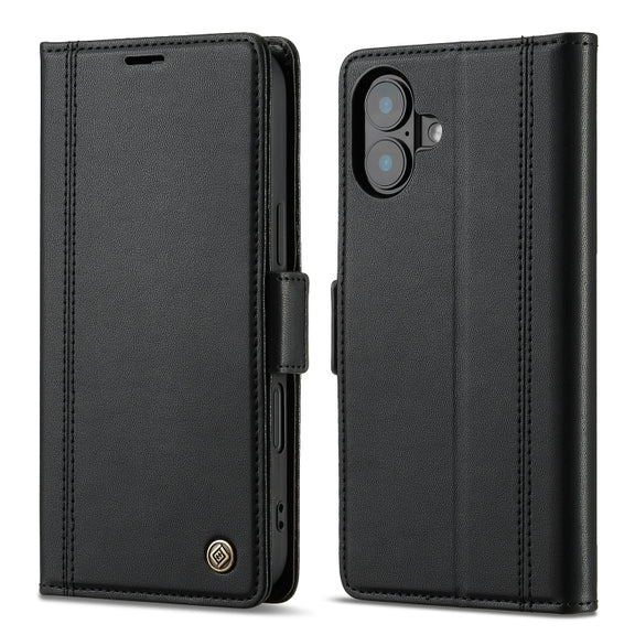 For iPhone 16 Plus LC.IMEEKE Skin-friendly Card Slots Leather Phone Case(Black)
