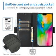 For iPhone 16 Plus LC.IMEEKE Skin-friendly Card Slots Leather Phone Case(Black)
