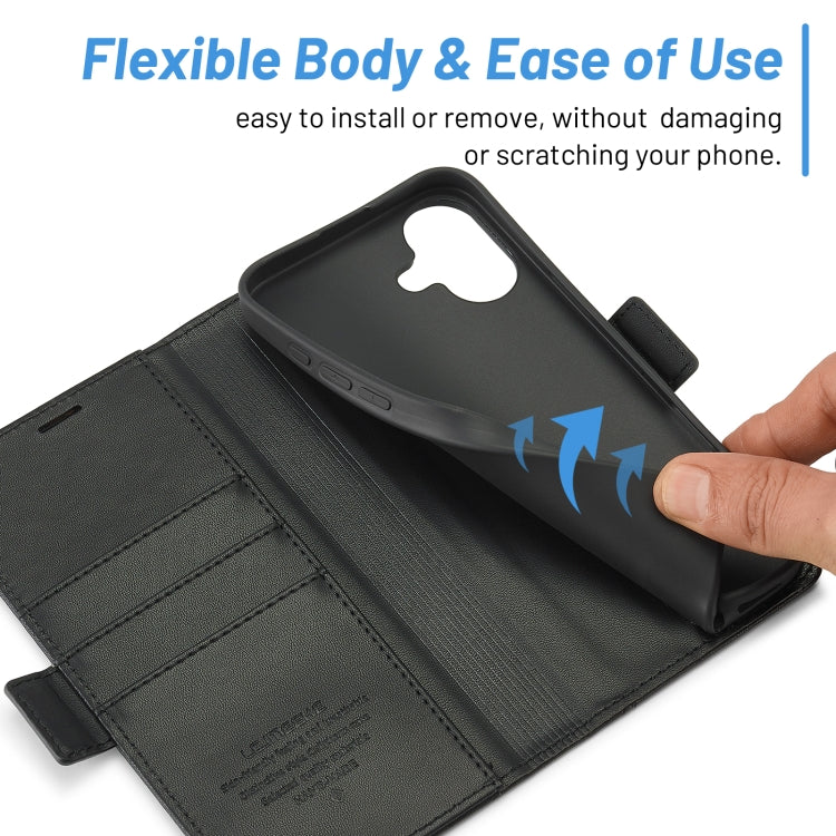 For iPhone 16 Plus LC.IMEEKE Skin-friendly Card Slots Leather Phone Case(Black)