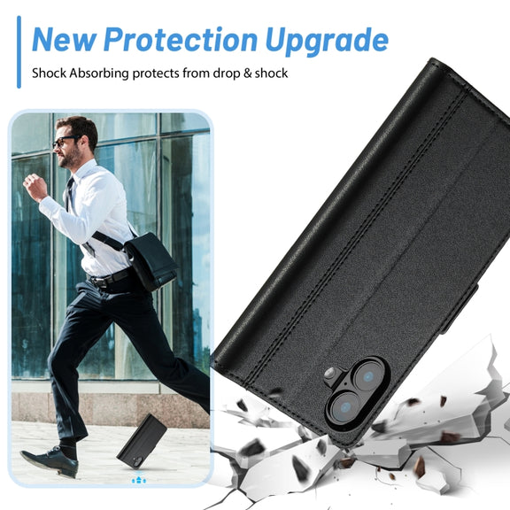 For iPhone 16 Plus LC.IMEEKE Skin-friendly Card Slots Leather Phone Case(Black)
