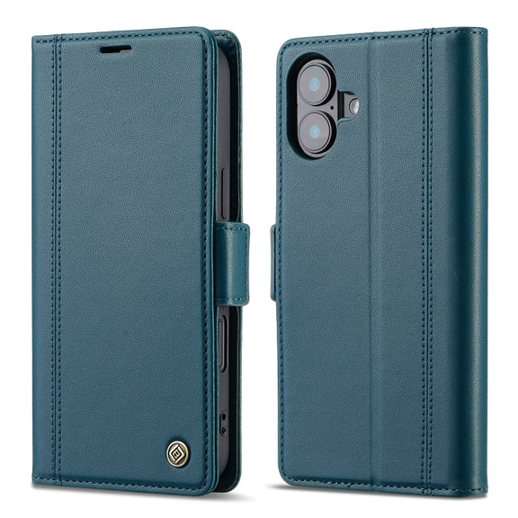 For iPhone 16 Plus LC.IMEEKE Skin-friendly Card Slots Leather Phone Case(Blue)