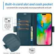 For iPhone 16 Plus LC.IMEEKE Skin-friendly Card Slots Leather Phone Case(Blue)