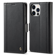 For iPhone 16 Pro LC.IMEEKE Skin-friendly Card Slots Leather Phone Case(Black)