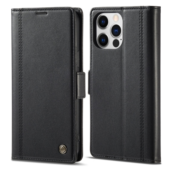 For iPhone 16 Pro LC.IMEEKE Skin-friendly Card Slots Leather Phone Case(Black)