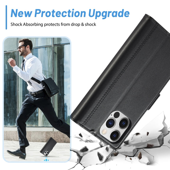 For iPhone 16 Pro LC.IMEEKE Skin-friendly Card Slots Leather Phone Case(Black)