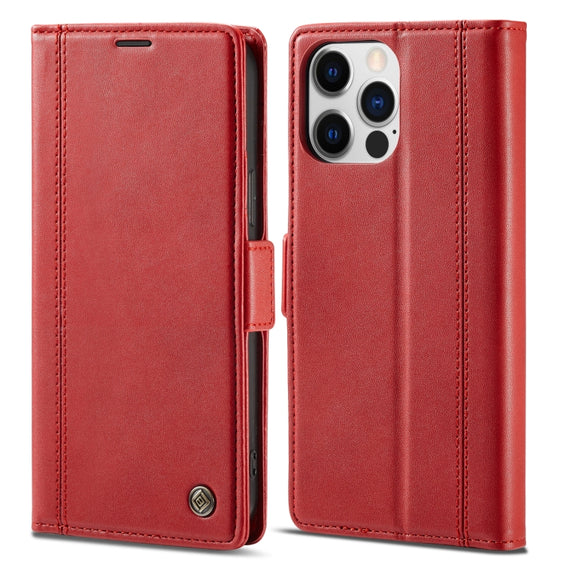 For iPhone 16 Pro LC.IMEEKE Skin-friendly Card Slots Leather Phone Case(Red)