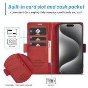 For iPhone 16 Pro LC.IMEEKE Skin-friendly Card Slots Leather Phone Case(Red)