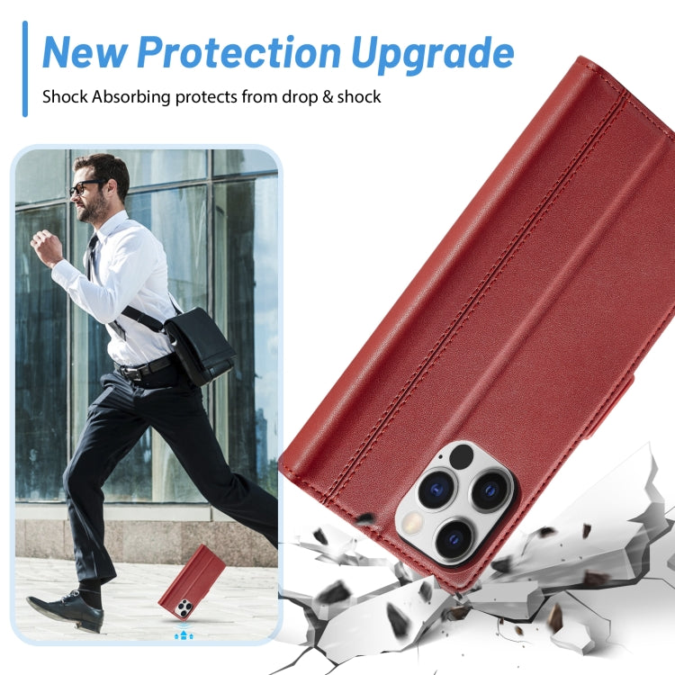 For iPhone 16 Pro LC.IMEEKE Skin-friendly Card Slots Leather Phone Case(Red)