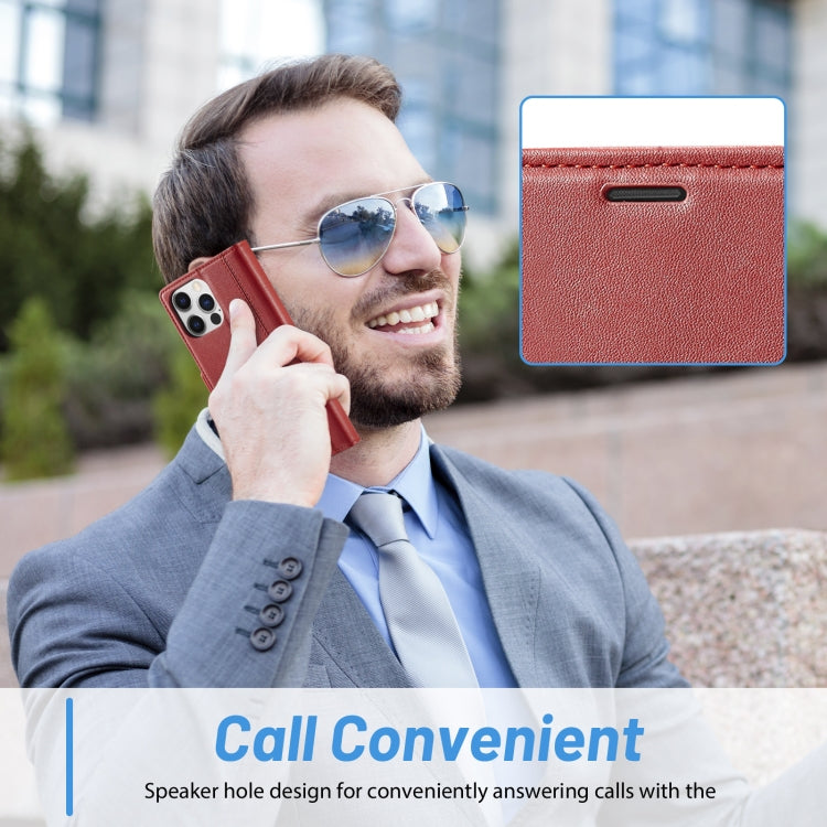For iPhone 16 Pro LC.IMEEKE Skin-friendly Card Slots Leather Phone Case(Red)